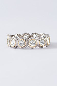 Two Tone Plated White Kundan Polki Bangle