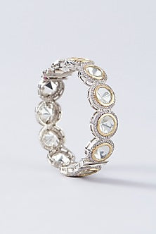 Two Tone Plated White Kundan Polki Bangle