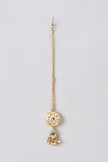 Gold Plated Kundan Polki & Pearl Maangtikka