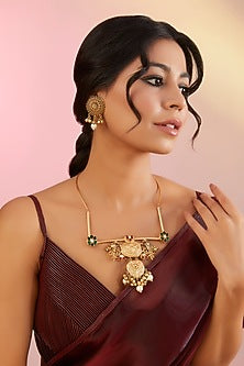 Gold Plated Pearl Motif Necklace Set