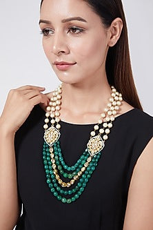 Gold Plated Emerald Long Necklace