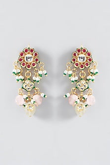 Gold Plated Pink Kundan Polki Meenakari Choker Necklace Set