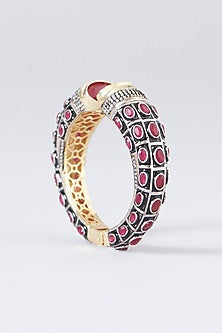 White Rhodium Plated Ruby Synthetic Stone Kada