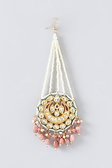 Gold Plated Kundan Polki & Pearl Maang Tikka