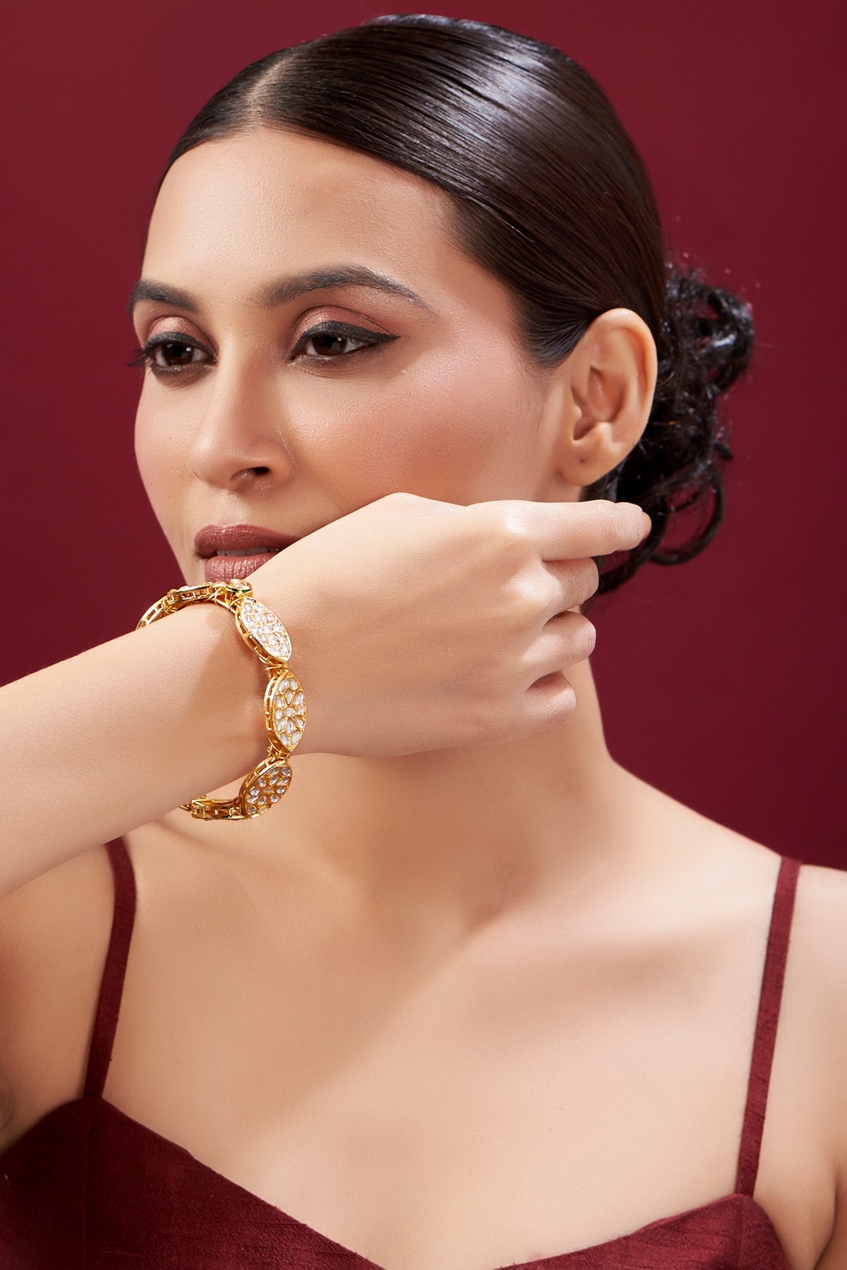 Gold Plated Kundan Polki Bangle