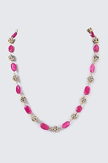 Black Rhodium Finish Zircon & Ruby Mala Set