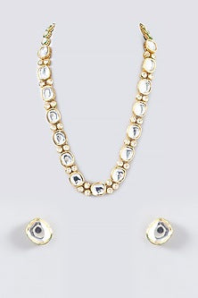 Gold Plated Kundan Polki Long Necklace Set