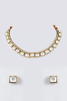 Gold Plated Kundan Polki Choker Necklace Set