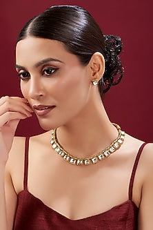 Gold Plated Kundan Polki Choker Necklace Set