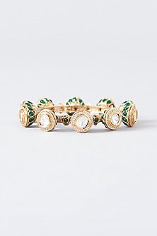Gold Plated Kundan Polki Meenakari Bangle