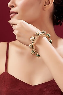 Gold Plated Kundan Polki Meenakari Bangle
