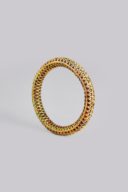 Gold Plated Pearl Bangles (Set Of 2)