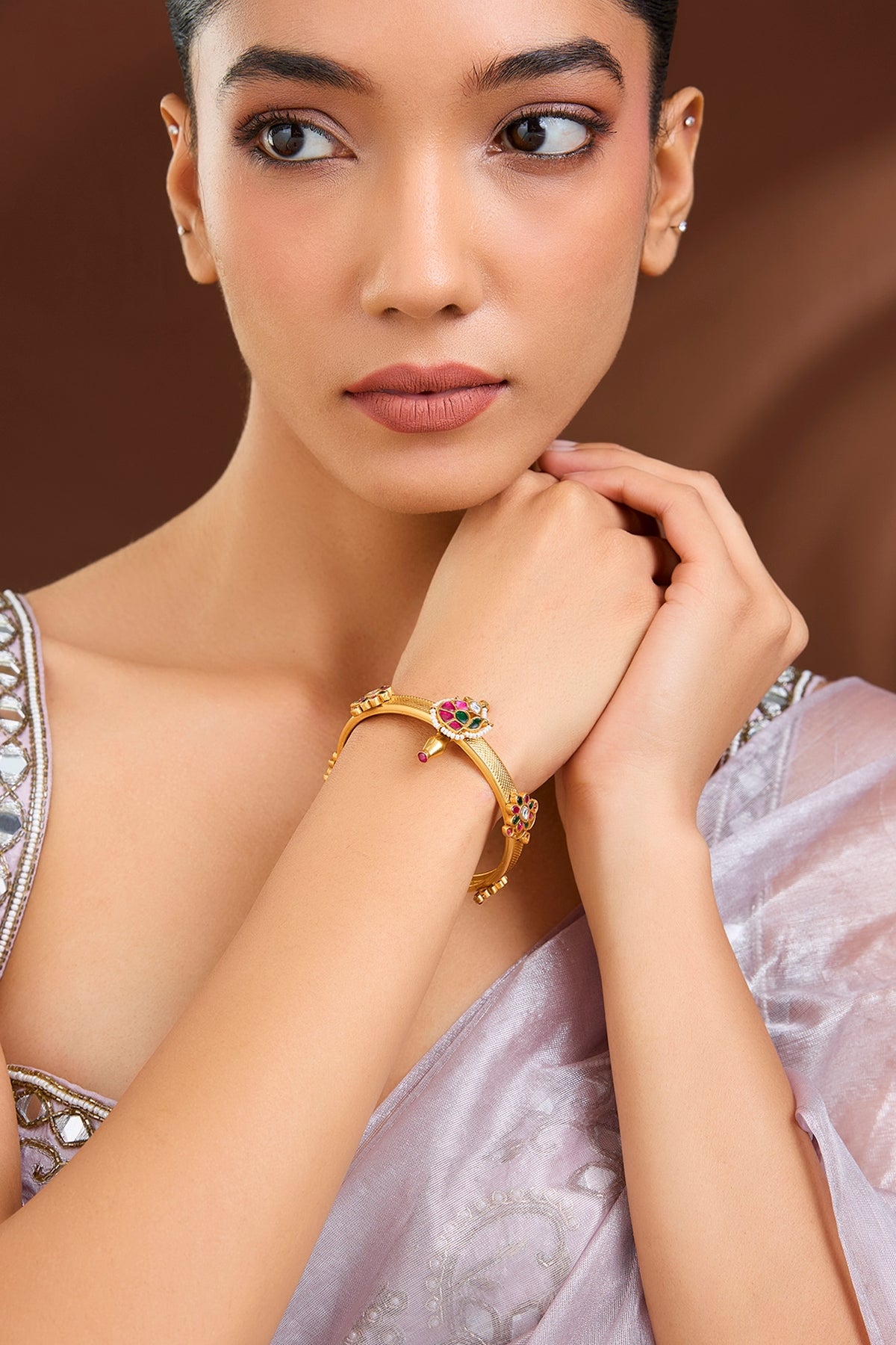 Gold Plated Kundan Polki kada