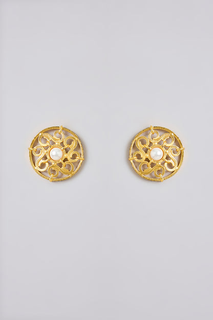 Matte Gold Plated Mixed Metal Stud Earrings
