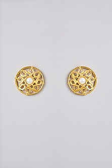 Matte Gold Plated Mixed Metal Stud Earrings