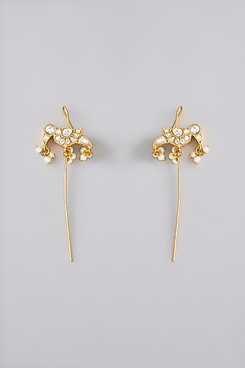 Gold Plated Kundan Polki Stud Earrings