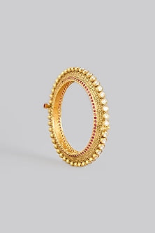Gold Plated Kundan Polki Pacheli Bangle