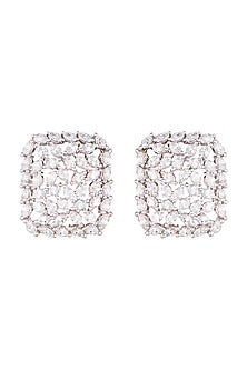 White Finish Box Shaped Earrings