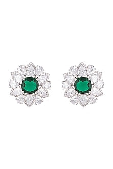 White Finish Emerald Earrings