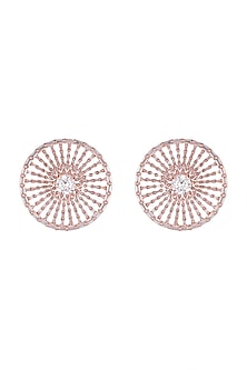 Rose Gold Finish Round Stud Earrings