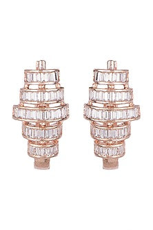 Rose Gold Finish Faux Solitaire Bali Earrings