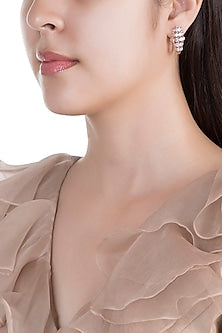 Rose Gold Finish Faux Solitaire Bali Earrings