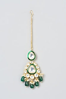 Gold Plated Meenakari Kundan Polki Maangtikka