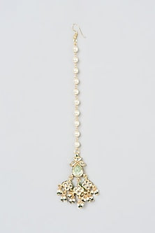 Gold Plated Aqua Kundan Polki Maangtikka