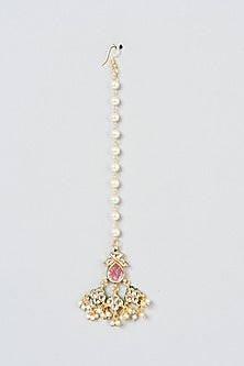 Gold Plated Quartz Kundan Polki Maangtikka