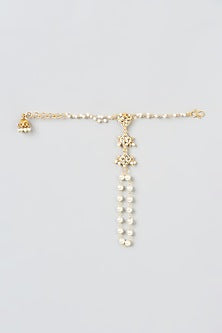 Gold Plated Pearl Meenakari Haathphools (Set of 2)
