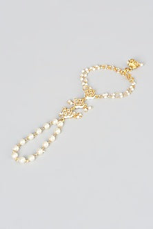 Gold Plated Pearl Meenakari Haathphools (Set of 2)