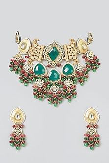 Gold Plated Multi-Colored Kundan Polki Choker Necklace