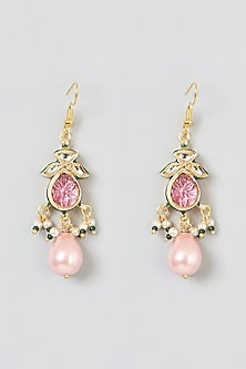Gold Plated Quartz & Aqua Kundan Polki Necklace Set