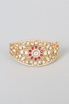 Gold Plated Kundan Polki Bracelet