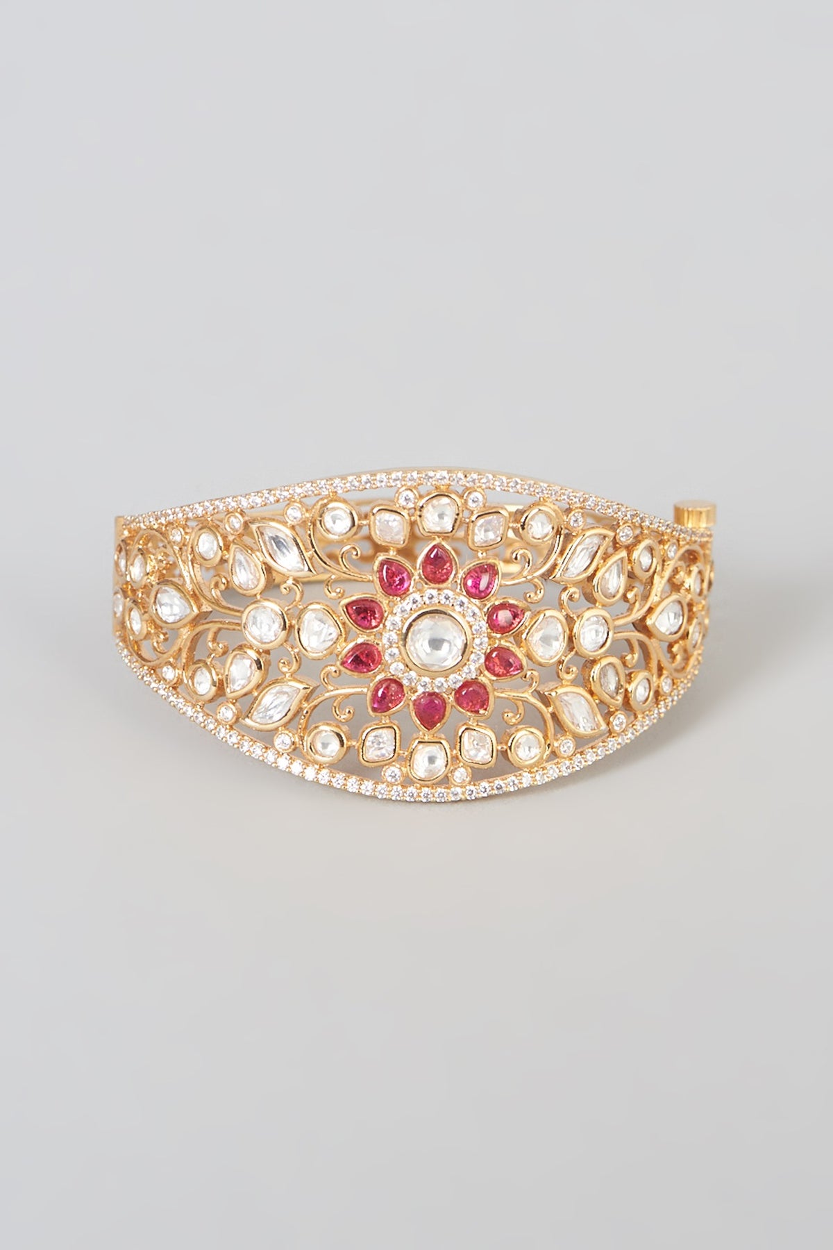 Gold Plated Kundan Polki Bracelet