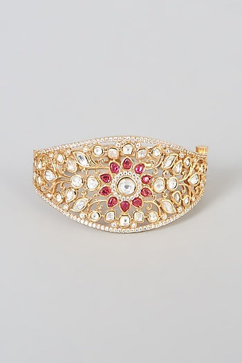 Gold Plated Kundan Polki Bracelet