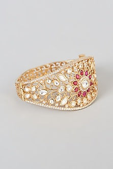 Gold Plated Kundan Polki Bracelet