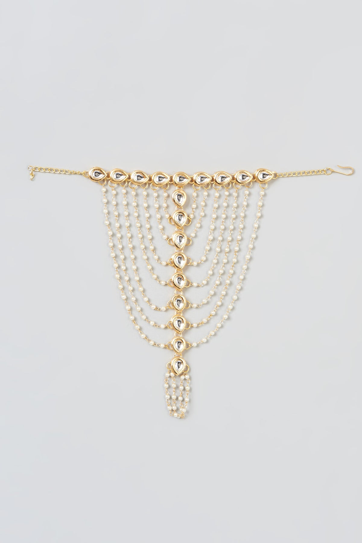 Gold Plated Kundan Polki & Pearl Haathphool