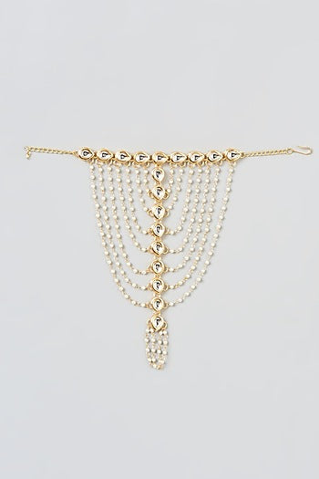Gold Plated Kundan Polki & Pearl Haathphool