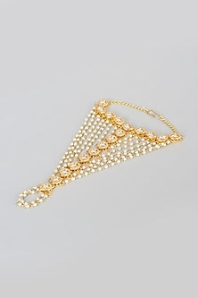 Gold Plated Kundan Polki & Pearl Haathphool