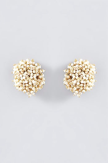 Gold Plated Basra Pearls Stud Earrings