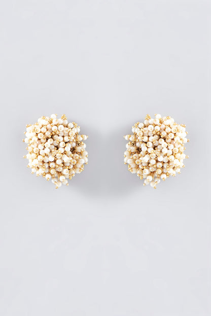 Gold Plated Basra Pearls Stud Earrings
