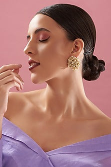 Gold Plated Basra Pearls Stud Earrings