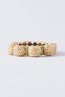 Gold Plated Pearl Enamelled Openable Kada