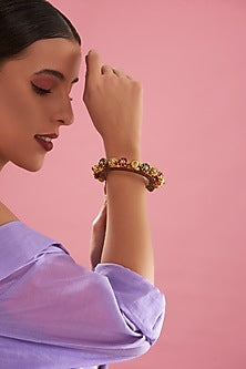 Gold Plated Enamelled Multi-Colored Openable Kada