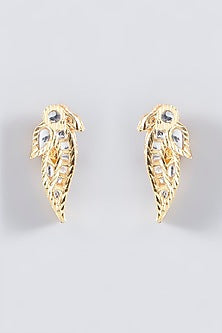 Gold Plated Kundan Polki & Stone Stud Earrings