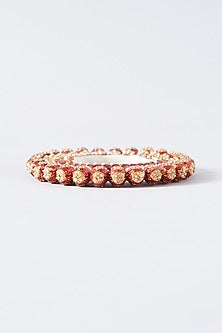 Gold Plated Red Enamelled Openable Kada