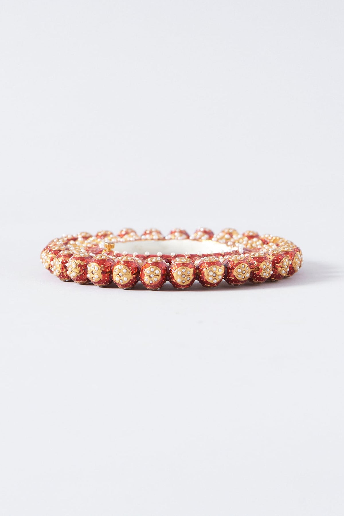 Gold Plated Red Enamelled Openable Kada