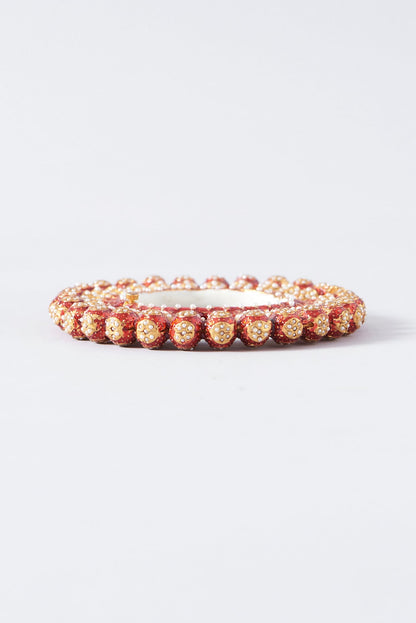 Gold Plated Red Enamelled Openable Kada