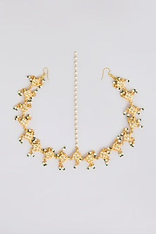 Gold Plated Pearl Enameled Mathapatti